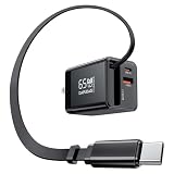USB-C 充電器 65W/45W 巻取り 折畳式 PD/PPS/QC対応 Type-C伸縮ケーブル内臓 2USB-C＆1USB-A 搭載 3in1 パソコン/スマホ/タブレット 電源アダプター iPhone (Pro/Max), iPad Air/Pro, Android, MacBook, Dynabook, Chromebook, Lenovo, HP, Dell等対応 ACアダプター