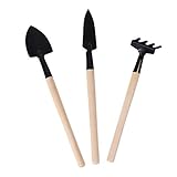 BeautyMood 6Pcs Mini Spade Rake Shovel Set Houseplant Tool Set Wooden Handle Indoor Gardening Tool G