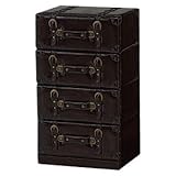 チェスト 4段 合成皮革 トランク型 チェスターシリーズ ダークブラウン 【完成品】