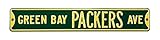 NFLグリーンベイPakersスチールAvenue Signs、36 " x 6インチ、チームカラー
