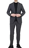 [NEVEREND] セットアップ メンズ カジュアルスーツ 秋 春 洗える テーラード ジャケット 防シワ セット ストレッチ ウォッシャブル チャコールグレー S