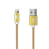 ホワイトナッツ ライトニング カラーケーブル 2m ゴールド YF 超耐久度 メッシュ 加工 2.4A 急速充電 wn-0832400-wy