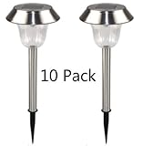 KAPATA Stainless Steel Solar Powered Garden Lights 10 Lights Metal Path Light Outdoor Garden Pathway
