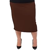 ストレッチは快適レディースプラスサイズ快適ソフトストレッチミディ丈スカート カラー: ブラウン