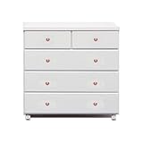 アルファタカバ ベビータンスシリーズ ブロッサムキャスター付きチェスト 80cm幅4段 ホワイト(クリスタルピンク)