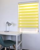TAKIBLIND オーダーメイド 調光 ロールスクリーン (0.5cm単位 サイズ指定無料) ロール カーテン ブラインド (W90 x H90(cm), イエロー)