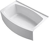 KOHLER K-1100-RAW-0 Expanse 60-Inch X 32-Inch Curved Alcove Bath with Bask Heated Surface and Right-