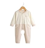 Ainial　ロンパース　ベビー　長袖　春秋　前開き　男の子　女の子　赤ちゃん　新生児　出産祝い　カバーオール　オーガニックコットン　柔らかい　無地　オールインワン　男女兼用　可愛い　クルーネック　ボ