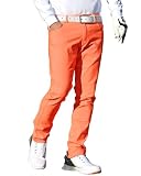 [TopIsm] 極上 ストレッチ ゴルフパンツ メンズ ゴルフウェア スキニー チノパン 秋冬 春夏 大きいサイズ 13-蛍光オレンジ M