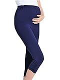 [MIKA&MAYA] マタニティ レギンス 7分丈 パンツ インナー 妊婦 ズボン レディース (M, ネイビー)