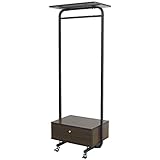 ハンガーストレージ 60cm 引出し付き 収納付き ハンガーラック ポールハンガー ハンガーラック おしゃれ コートハンガー ハンガースタンド 木製 ハンガーラック 収納 衣類収納 北欧 ナチュラル おしゃれ ダークブラウン