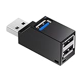 BLOOPIC USBハブ ゆーえすびー ハブ usbハブケーブルなし usb増やす 3ポート USB3.0+USB2.0 ポータブルコンボハブ 1個セット 超小型・軽量 高速データ転送 (ブラック)