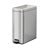 ゴミ箱 ふた付き 10L スリム ステンレス ゴミ箱 指紋防止 おしゃれ ペダル式 ごみ箱 密閉 音無し 省スペース キッチン、リビングルーム、トイレ、バスルーム用 (10L)