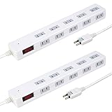 電源タップ 延長コード AC コンセント 10個口 10口 1500W 一括スイッチ 雷ガード マグネット付 ブレーカー スイングプラグ ほこり防止シャッター タコ足 テーブルタップ OAタップ ホワイト 白 STYLED STP10W-1 STP10W-2 電源コード1m+2mセット