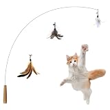 SONGWAY ねこじゃらし 猫じゃらし おもちゃ 羽 鈴 釣り竿 替えの3点羽付き 90cm