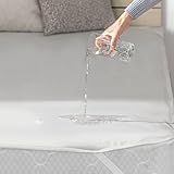 モダンデコ 防水シーツ おねしょ対策 2層構造 ノンパイルタイプ 140×200cm ゴムバンド ズレ防止 洗濯可 (ダブル, ミストグレー)