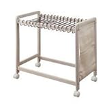 目隠し・ホコリよけカバー付き 天然木スラックス収納ワゴン キャスター付き アイボリー色 JO-0019