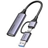 UGREEN 2K@30Hz HDMI キャプチャーボード 4K入力 ビデオキャプチャー 2in1 USB3.0 Type C 小型軽量 ゲーム実況生配信 ビデオ録画 ライブ会議 Switch switch2 Xbox PS4 PS5 OBS Studio Mac Windows Linuxなど対応