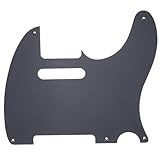 Musiclily Pro 5穴テレキャスター用ピックガード 日本製Fender Japan Teleエレキギター用、黒1P