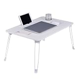 VECELO ローテーブル 折りたたみ ミニテーブル 幅60×奥行40×高さ30cm スロット ブックスタンド付き 多機能 省スペース 完成品 軽量 シンプル 子供用 ベッド ホワイト