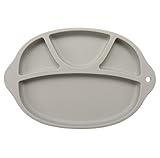 Kukeベビー食器　ランチ皿　ランチョンマット 子供用　シリコンミニマット　キッズ食事マット　ベビー テーブルマット　離乳食　撥水 丸洗い 滑り止め　グレー