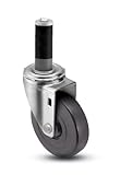 Shepherd Institutional Series 3-1/2 Diameter Soft Rubber Wheel Swivel Caster, Expanding Stem, 150 lb