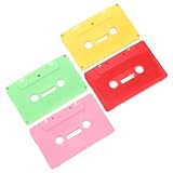 Kichvoe ブランク オーディオ カセット テープ、 4本 カラフル ブランク オーディオ 録音 カセット テープ 個別 クリア ケース付き 用 声 音楽 レトロ サプライズ パーティー ギフト 壁 装飾