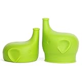 幸せな こぼれない シリコンコップカバー シリコンキャップ シリコン蓋 漏れない かわいい 象さん 子供用 年寄り 衛生　全5色 (グリーン)