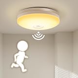 ICHIYO LED 人感センサー シーリングライト 小型 電球色 1100lm 夜間ライト LED 照明器具 洗面所 トイレ キッチン 廊下 玄関 自動点灯 センサーライト 簡単取付 工事不要 屋内 照明 シーリングライト 省エネ 節電 長寿命 (yellow-１個)