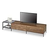 LOWYA ロウヤ テレビ台 TV台 テレビボード 木目調 ガラス 収納 ローボード 幅180cm ブラウン