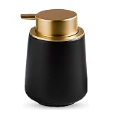 +kuRo ハンドソープ ディスペンサー ソープディスペンサー 泡 液体 陶器 おしゃれ かわいい 北欧 セラミック ハンドソープ 食器用洗剤 大容量 詰め替えボトル (ブラック, 液体タイプ)