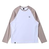 [uptoyou] Tシャツ メンズ 長袖 ロングtシャツ 大きいサイズ カットソーtシャツ 綿100% 丸首 ワンポイントロゴ刺繍 ゆったりtシャツ オーバーサイズ ロングスリーブ ヴィンテージ・シンプリシティおしゃれ 春夏秋服(XL ホワイト/ブラウン)