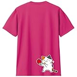 [HAYASAKA] 【卓球】【ミケねこ サーブ】Tシャツ 半袖 ドライTシャツ【00300】【ジュニア～大人】ドライ素材 吸汗速乾 練習着 ホットピンク Lサイズ