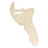 Musiclily Pro 11穴 テレキャスターピックガードFender American 1969 Tele Thinlineエレキギター用、エイジドホワイトパール4P