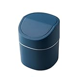EINEY 卓上ゴミ箱 ふた付き 蓋付きゴミ箱 回転式 ミニゴミ箱 ダストボックス トイレ三角コーナー 車用ゴミ箱 小さい おしゃれ 場所をとらない スリムゴミ箱 事務所 家庭用 トイレ 洗面所 ブルー ホワイト (ブルー)