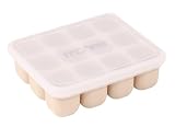 monee シリコン フリージング 30ml x 12キューブ ブロックトレー 離乳食ストック 小分け 作り置き 保存容器 BPA フリー 食洗器 対応 ベビー食器 (ベージュ) Food Storage Cube Tray (30ml. Beige)