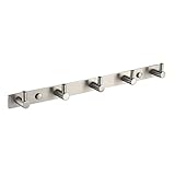 (Single Prong) - Angle Simple GB0025 Bathroom Towel Rail/Rack with 5 Hooks Wall Mount, Brushed Steel
