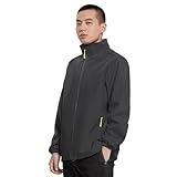 [Nesseo] ウィンドブレーカー メンズ 薄手 ジャンパー ブルゾン 撥水 防風 フード無し 作業服 軽量 登山服 ジャケット アウター マウンテンパーカーカ ジュアル 無地 2816M-gr-L