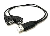 Access < 30cm > USB 2.0 二股ケーブル、30cm USB 2.0 A (オス - メスx 2) Y字2分岐ケーブル 2 in 1 USB[ データ転送と充電+充電専用で Y字ケーブル ] USB1-2.0