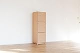 【スクエア 扉 キャビネット 木製 幅40cm】 北欧 キャビネット/ペルル40-3L オーク
