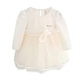 ベビー　ワンピース　70　80　85　90　100　cm　ベビー服　女の子　ワンピース　長袖　秋　結婚式　フォーマル　チュールワンピース　綿　子供　キッズ　ワンピース　ドレス　お祝い　ベージュ　ピンク