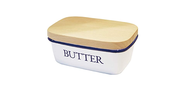 Amazon Co Jp Lilly Whiteリリーホワイト ホーローバターケース Butter E 039 Bl 家事用品 容器 スト 並行輸入品 ホーム キッチン