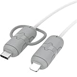 KONXISA ケーブルプロテクター 保護カバー Apple Type-C - Lightning/Android Type-C - Type-C 用 ライトニングケーブル 断線防止 シリコン製 耐久性 ケーブルカバー 折り防止 汚れ防止 耐摩耗性 Type-C - Lightning/Type-C - Type-C 充電ケーブル 用 ケーブルカバー (グレー)