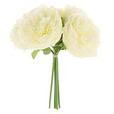 SM SunniMix 綺麗な　人工牡丹　花束　家庭　結婚式　装飾　1束　防水性　6色選べる　 - 白