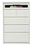 日本製 シック 幅80cm 5段ハイチェスト 完成品 (ホワイト)