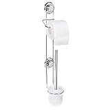 Tatkraft Megalockトイレットペーパーホルダー&トイレブラシホルダークロムメッキスチール真空吸盤10 x 15 x 60 cm