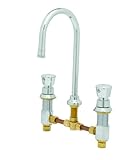 T&S Brass B-2820 Deck Mount 8-Inch Centers Rigid Gooseneck Metering Faucet with Stream Regulator by 
