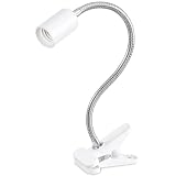 Dotoy LED クリップライト デスクライト スタンドライト ベッドサイド 卓上ライト 省エネ クローム E26 ホワイト 電球なし