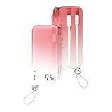 【2025新モデル＆新配色バージョン登場】モバイルバッテリー 10000mAh 大容量 3in1 コンセント一体型 折りたたみ式プラグ ACアダプター付 4台同時充電可能 PD 22.5W急速充電 2本ケーブル内蔵 デジタル残量表示 安全保護機能搭載 PSE認証 機内持ち込み可能 iPhone&Android対応（ピンク）
