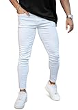 [GINGTTO] ジンットスキニージーンズ メンズ ストレッチ スリムパンツ メンズ デニム ホワイト 白 28